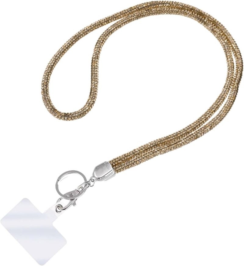 Global_Shopper Fashion 34.8'' Sparkle All Round Crystal Neck Lanyard,Bling Work Name Card Holder For Women(AB White,1PC) - Image 1